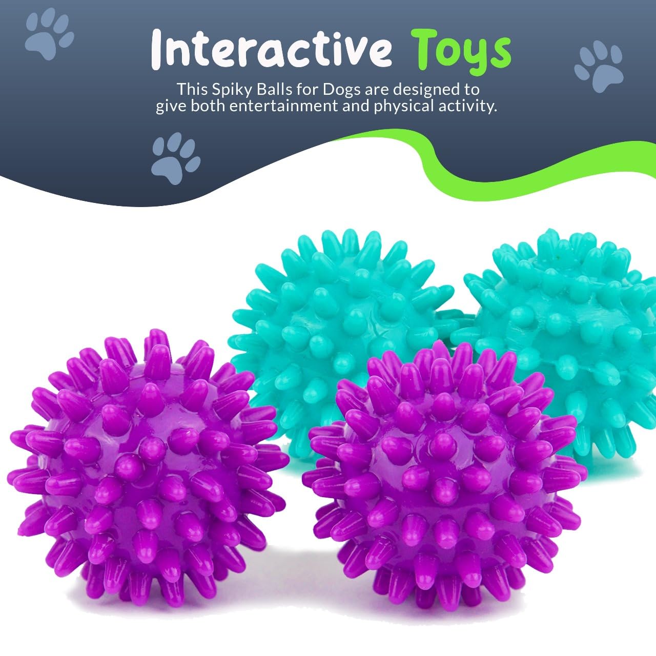 Petite Paws Spiky Dog Ball Squeaky Toy for Small Dogs Aggressive Chewers Puppy Teething Toys Dog Spike Ball for Training and Teeth Cleaning