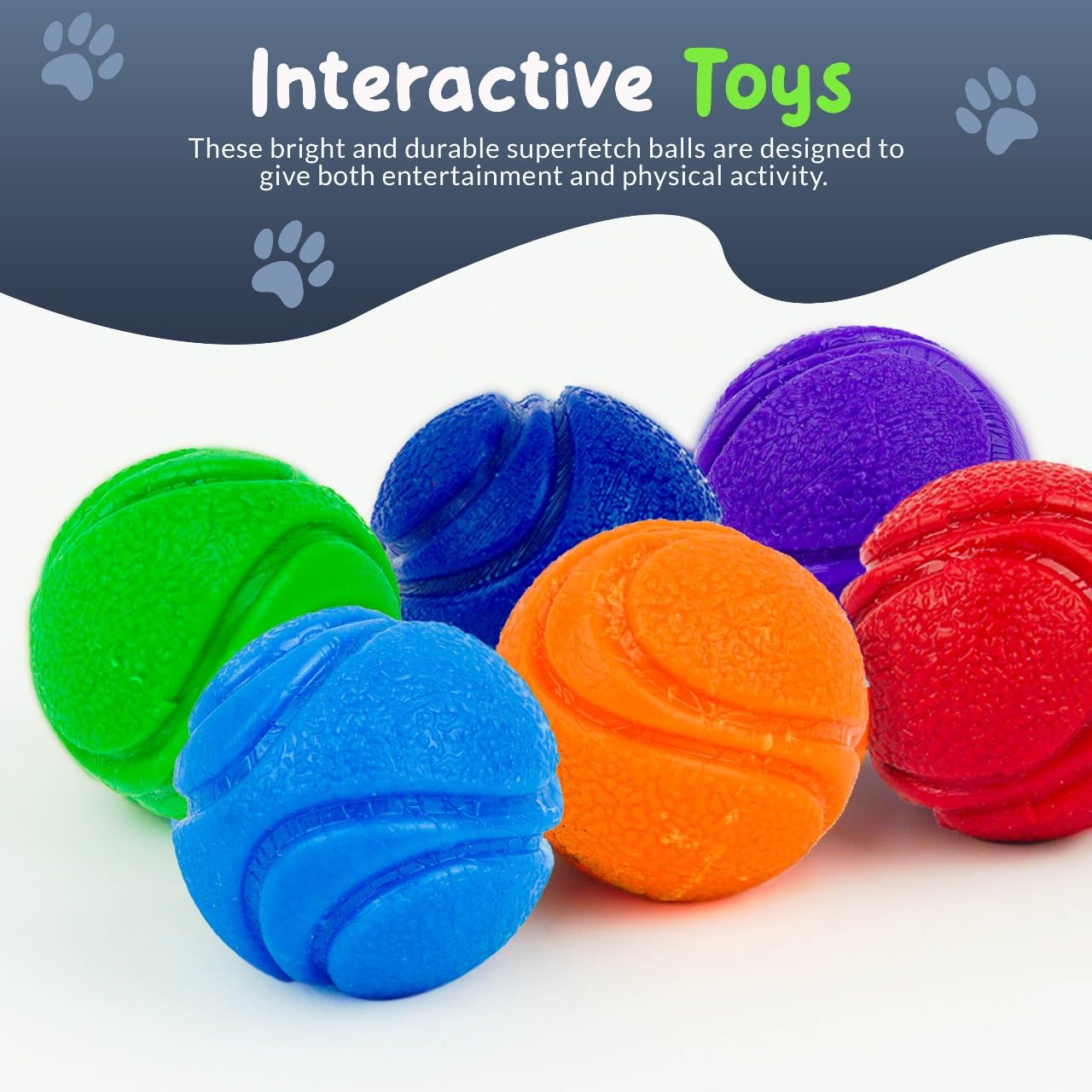 Petite Paws SuperFetch Dog Balls 1.5 Inch No Squeak Toy for Small Dogs Teething Toys for Puppies Rubber Balls for Fetch, Training, Boredom and Solo Play - 6 Pack