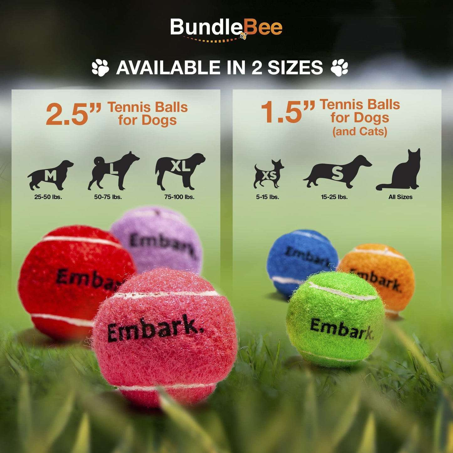 Petite Paws Colorful Squeaky Tennis Balls for Large Dogs and Puppies - 2.5 Inch - 6 Pack - Dog Training Toys for Positive Reinforcement, Interactive Squeaker Balls To Engage Attention Outside, Ball Launcher Fetch