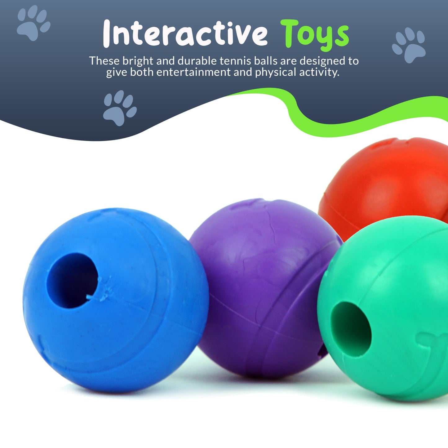Petite Paws Balls for Aggressive Chewers - Small Dogs and Puppies Indestructible Rubber Dog Chew Toys Bulk for Miniature Toy Breeds