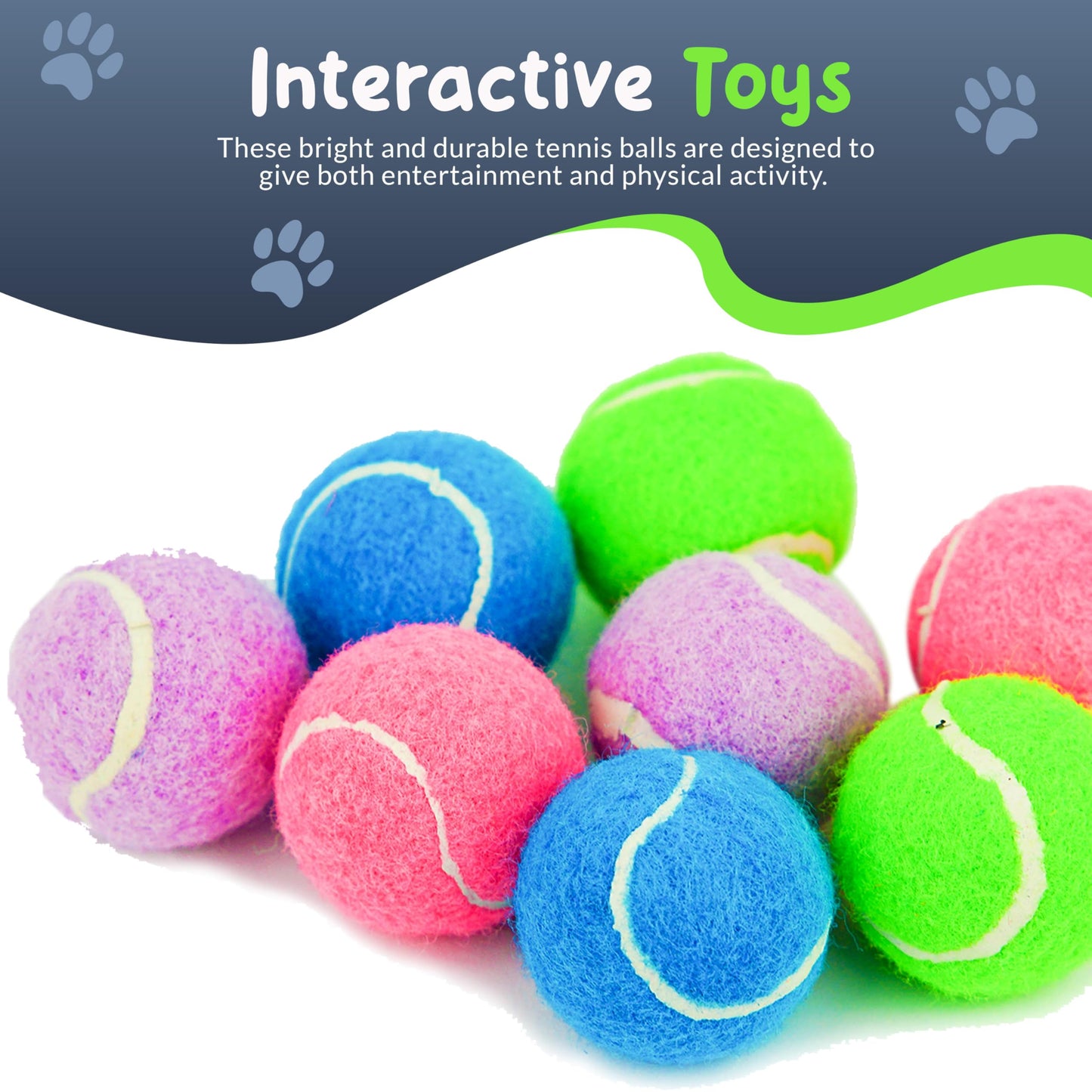 Petite Paws Mini Tennis Balls for Dogs 1.5 Inch - No Squeak Small Dog Balls for Small Breed and Puppies - Extra Small Interactive Fetch Toy for Dog Ball Launcher - 8 Pack
