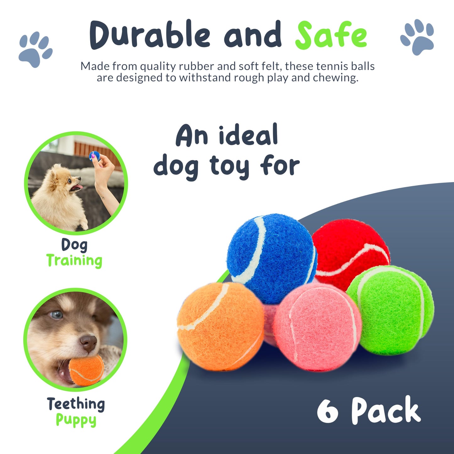 Petite Paws Squeaky Mini Tennis Balls for Small Dogs Puppy - 1.5 Inch - Dog Toys for Small Dogs, Training Positive Reinforcement, Interactive Fetch Tiny Squeaker Balls for Ball Launcher