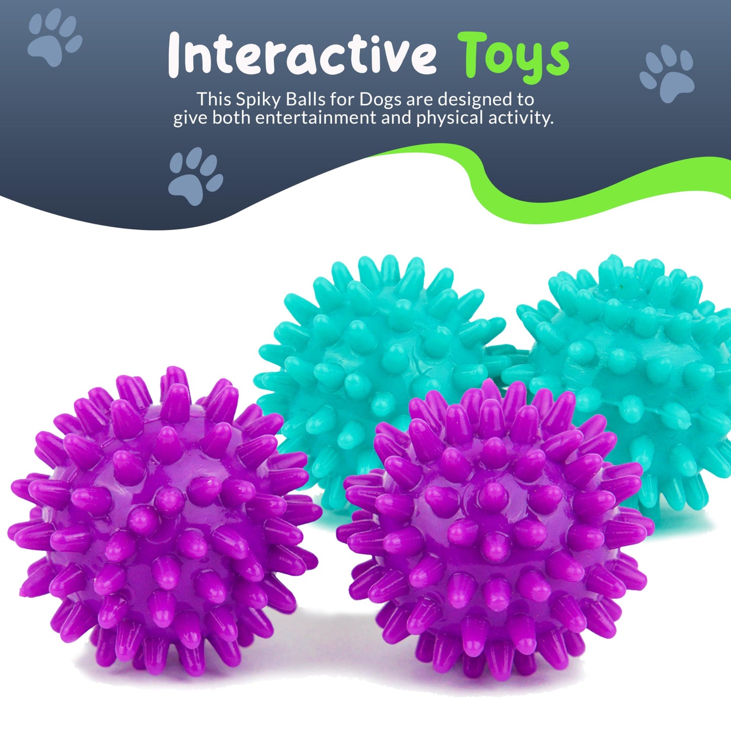 Petite Paws Spiky Dog Ball Squeaky Toy for Small Dogs Aggressive Chewers Puppy Teething Toys Dog Spike Ball for Training and Teeth Cleaning