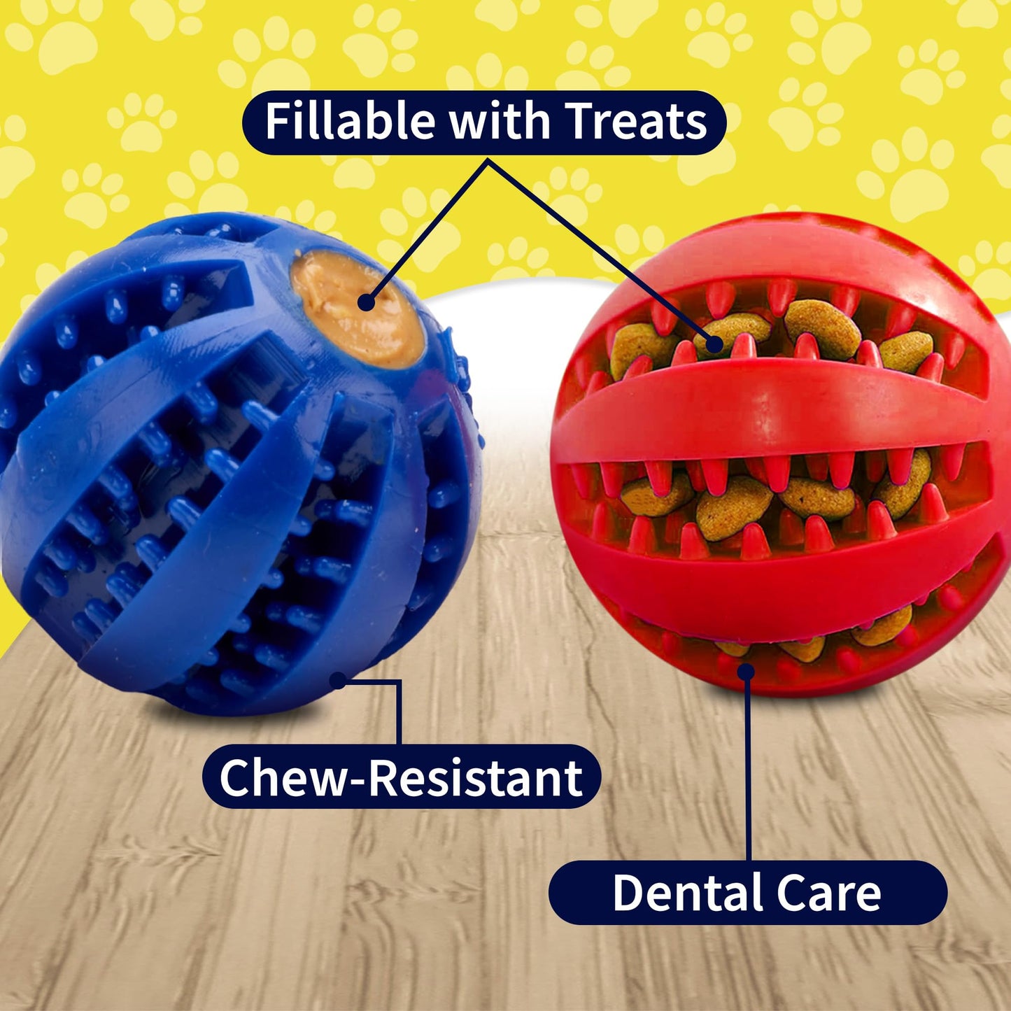 Petite Paws Fillable Treat Ball for Dogs to Keep Them Busy for Hours, 1.5" Puppy Puzzle Balls for Teething Dogs, Dog Crate Mind Stimulating Games for Puppy Boredom, Small Toy Breeds - 6 Pack
