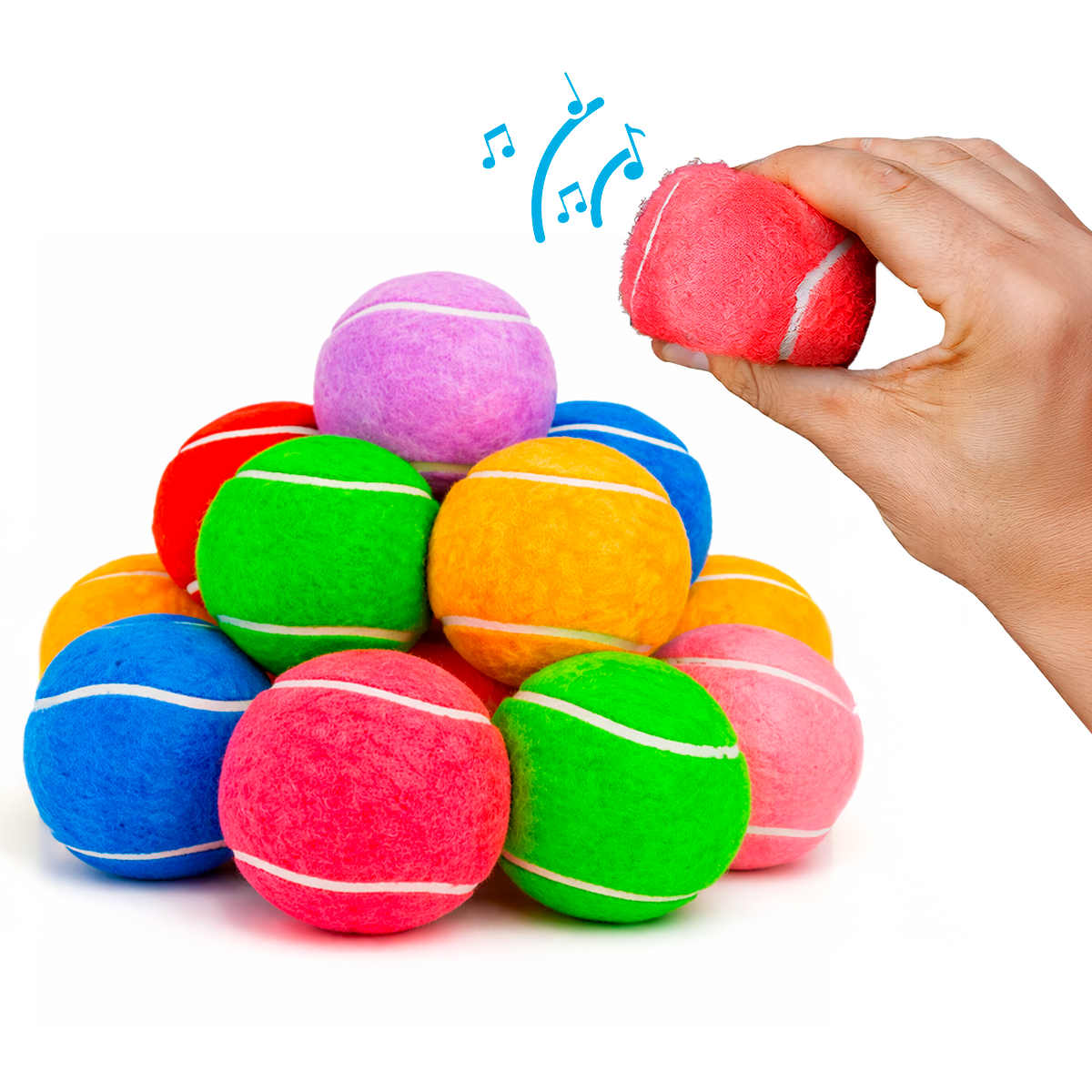 Colorful Squeaky Tennis Balls for Large Dogs and Puppies