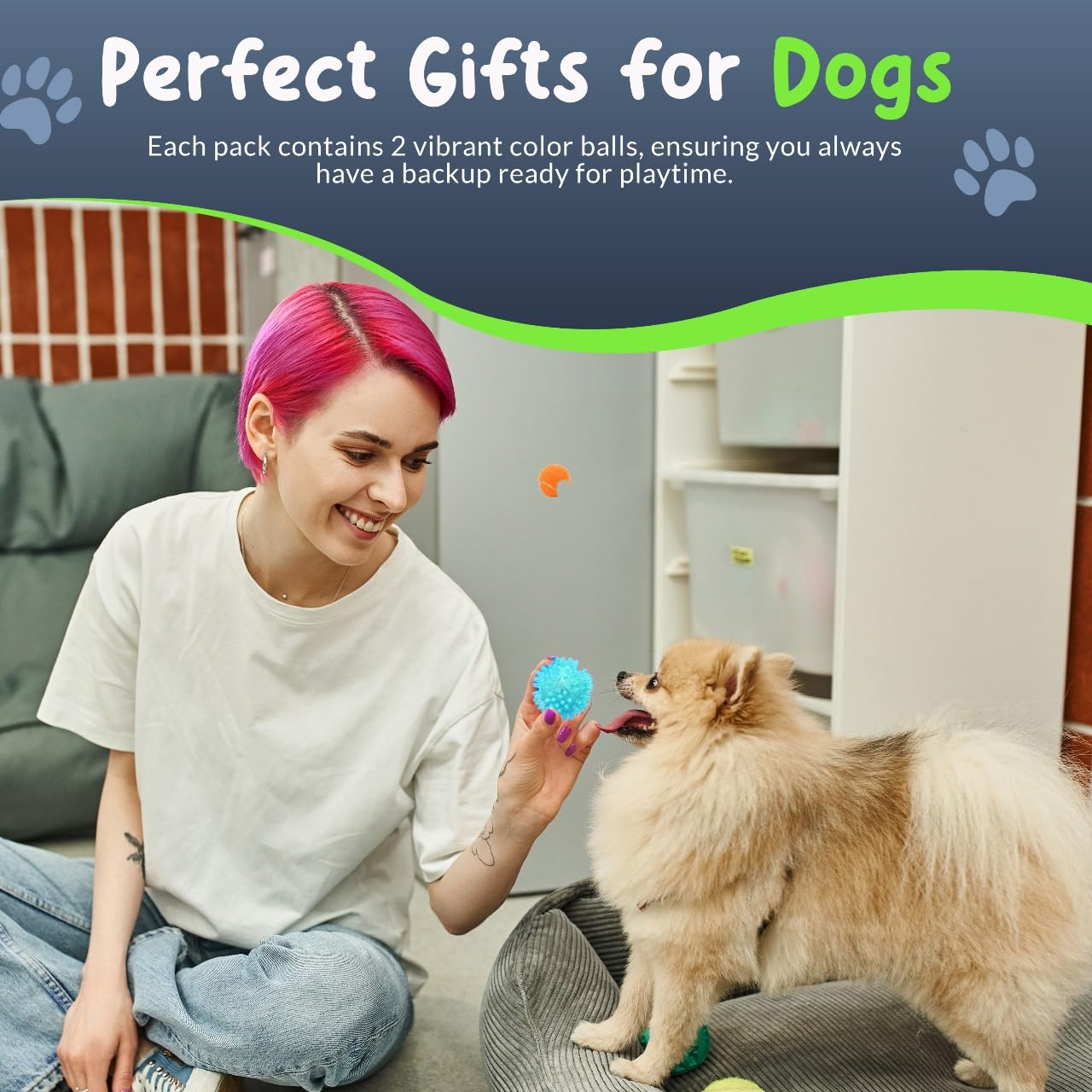 Petite Paws Spiky Dog Ball Squeaky Toy for Small Dogs Aggressive Chewers Puppy Teething Toys Dog Spike Ball for Training and Teeth Cleaning