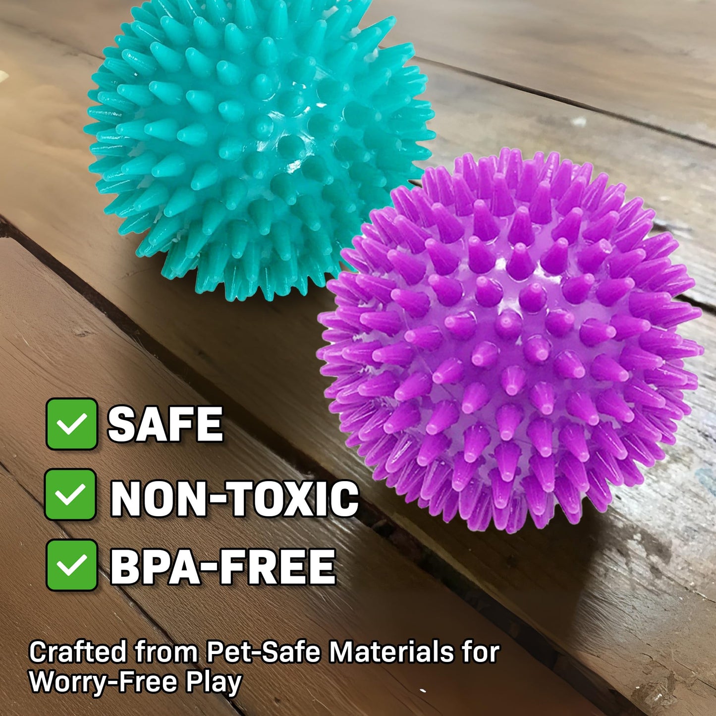 Petite Paws Spiky Dog Ball 3 Inch Squeaky Toy for Small - Medium Dogs Aggressive Chewers Puppy Teething Toys Dog Spike Ball for Training and Teeth Cleaning - 2 Pack