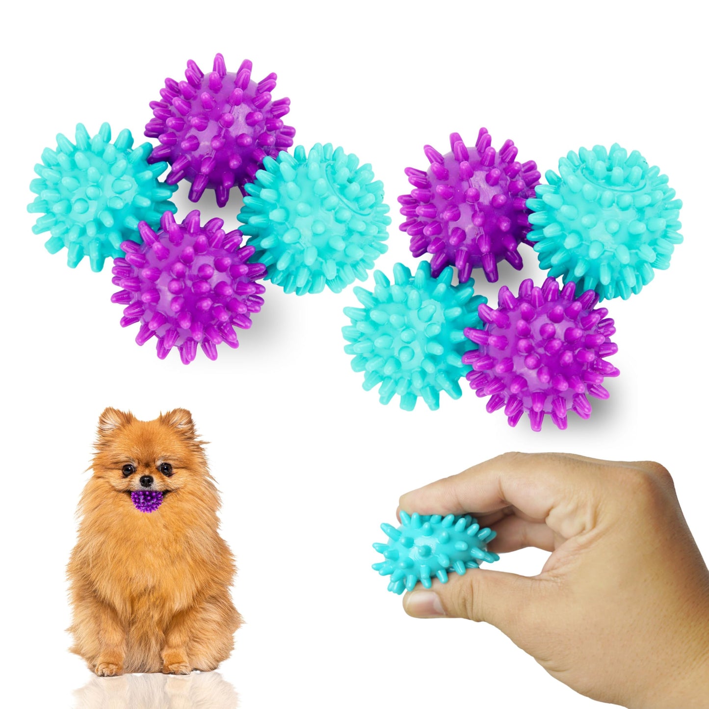 Petite Paws Spiky Dog Ball Squeaky Toy for Small Dogs Aggressive Chewers Puppy Teething Toys Dog Spike Ball for Training and Teeth Cleaning