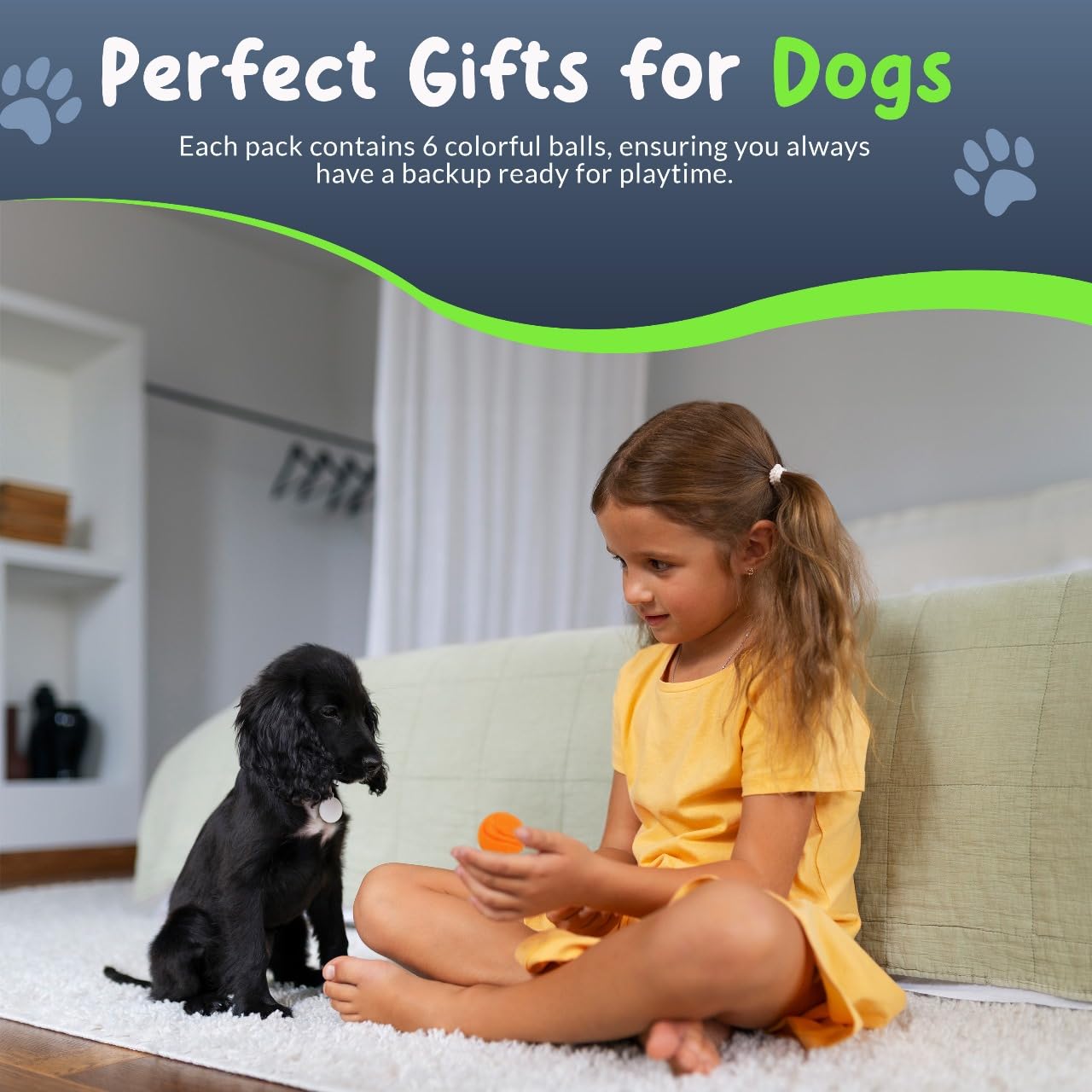 Petite Paws SuperFetch Dog Balls 1.5 Inch No Squeak Toy for Small Dogs Teething Toys for Puppies Rubber Balls for Fetch, Training, Boredom and Solo Play - 6 Pack