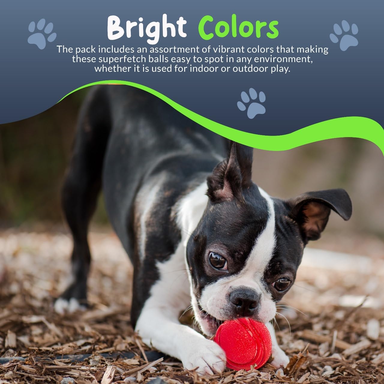 Petite Paws SuperFetch Dog Balls 1.5 Inch No Squeak Toy for Small Dogs Teething Toys for Puppies Rubber Balls for Fetch, Training, Boredom and Solo Play - 6 Pack