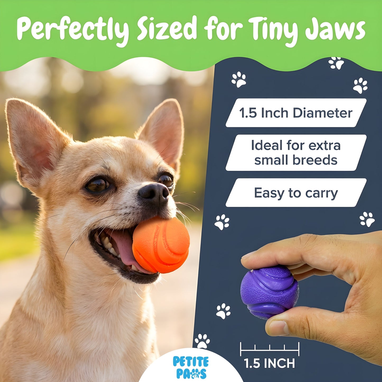 SuperFetch Dog Balls 1.5 Inch - Small Rubber Fetch Balls