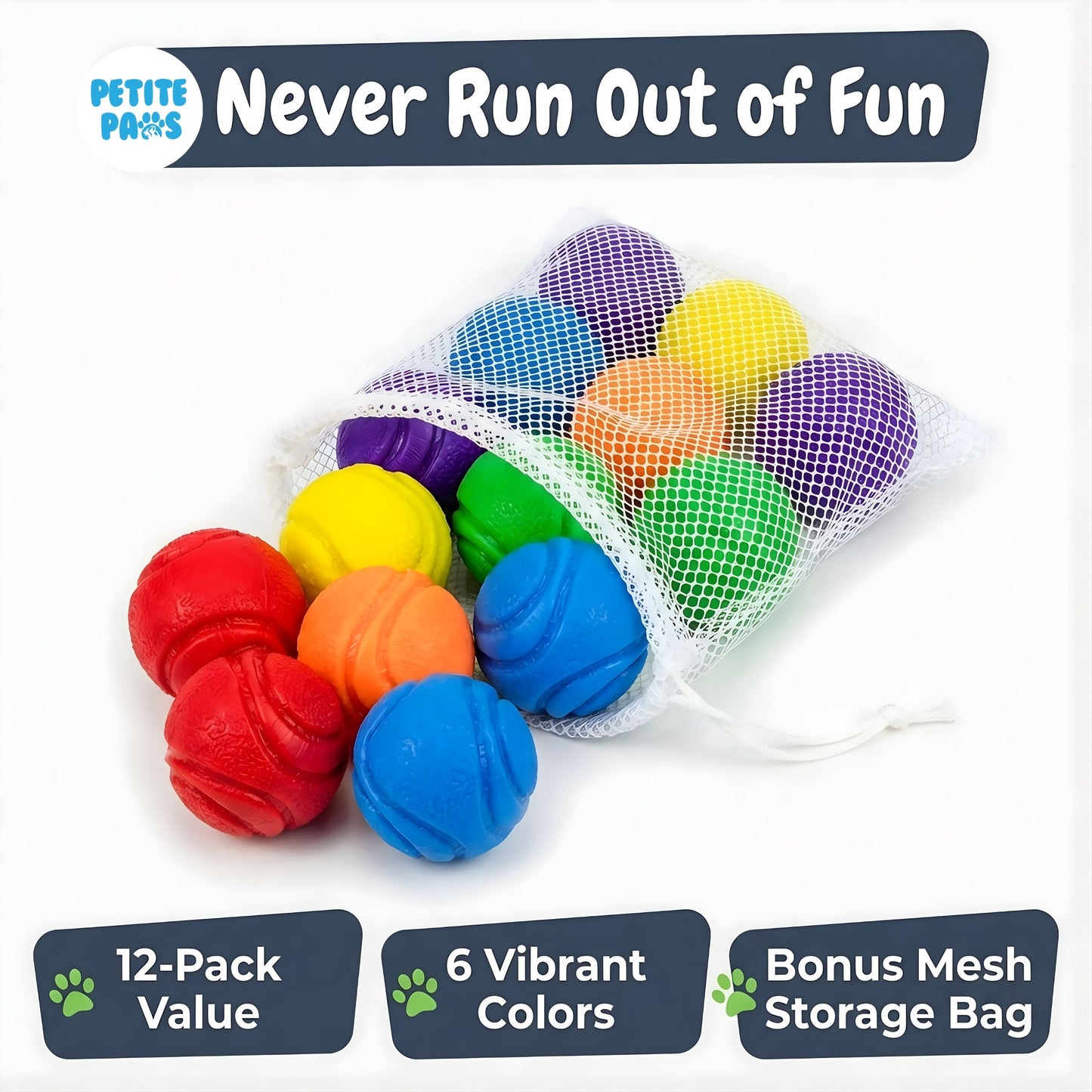 SuperFetch Dog Balls 1.5 Inch - Small Rubber Fetch Balls