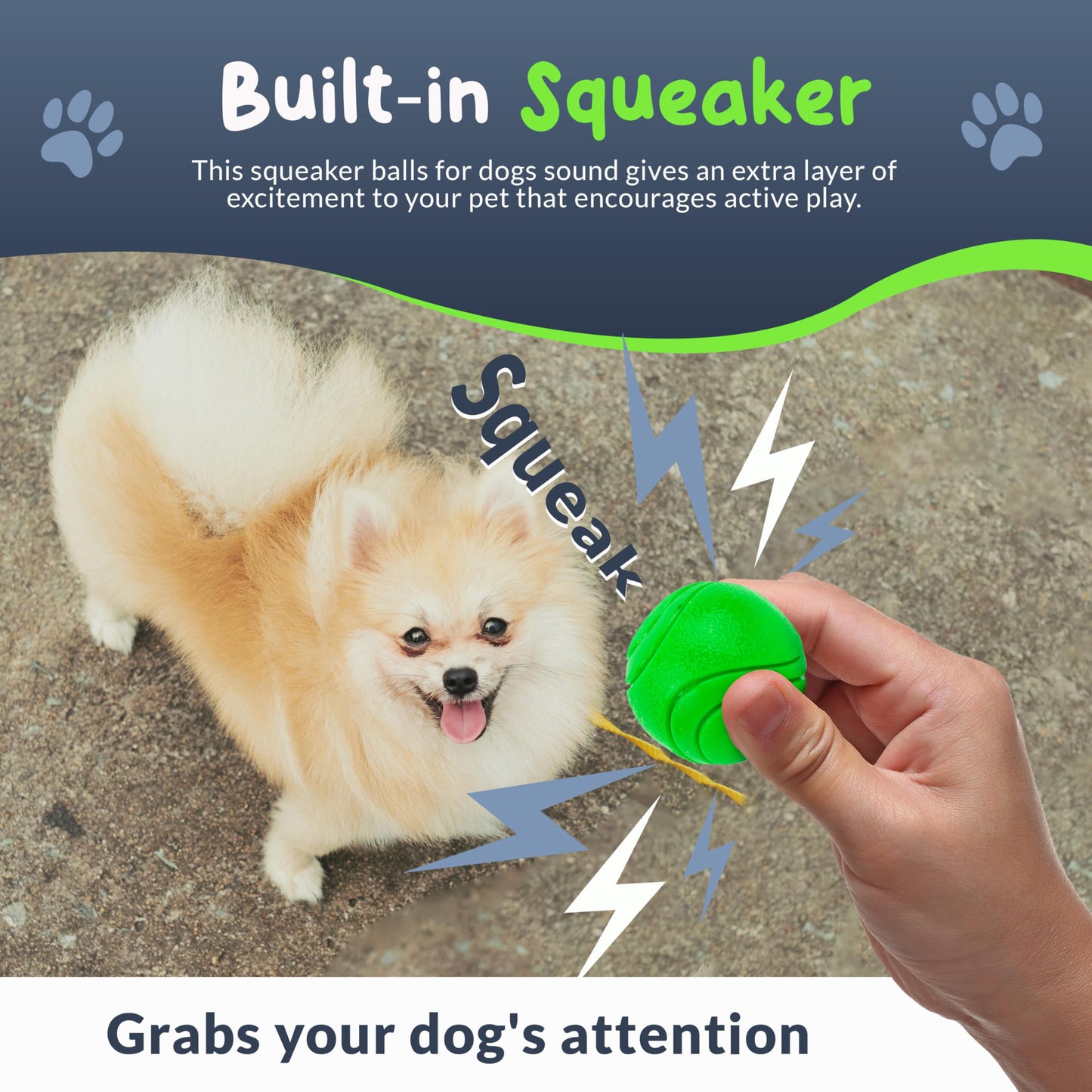 Petite Paws SuperFetch Dog Balls 1.5 Inch - Squeaky Dog Toys for Small Dogs and Puppies - Rubber Balls for Fetch, Training, Teething, Boredom and Solo Play - 6 Pack